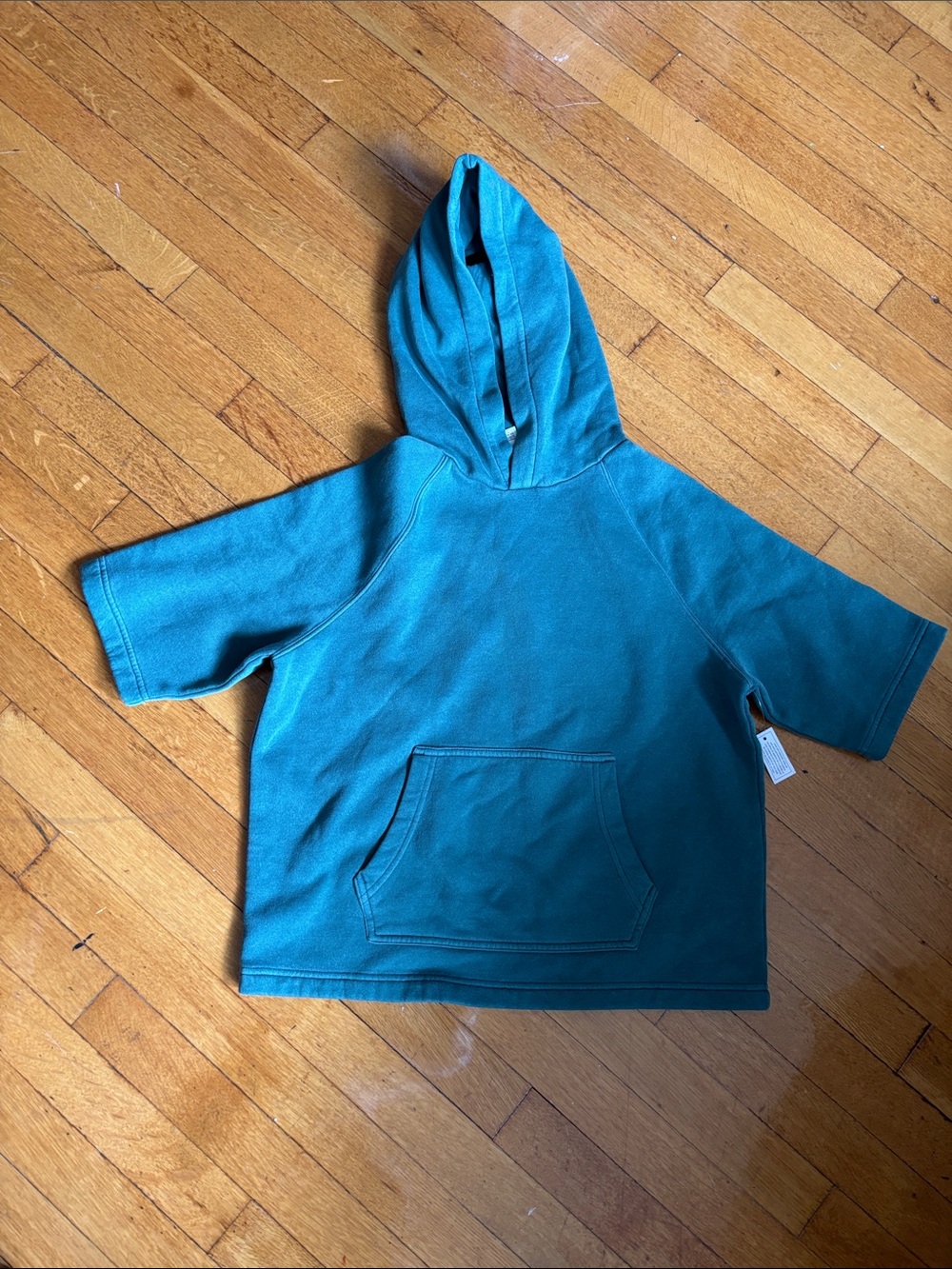Women’s Teal Hooded Short-Sleeve Pullover